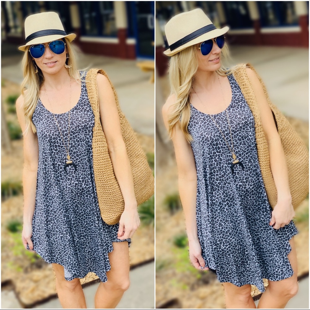 GOTTA POUNCE ANIMAL PRINT TANK DRESS-GREY - Picture 2 of 3